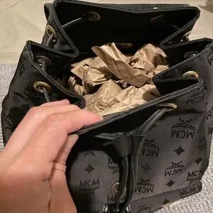 MCM | Bags | Mcm Black Monogram Backpack With Goldtone  display picture 3